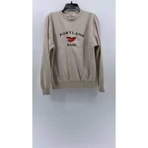 ESY SURF CO Men's Beige Knit Embroidered Portland Maine Crewneck Sweater SZ S